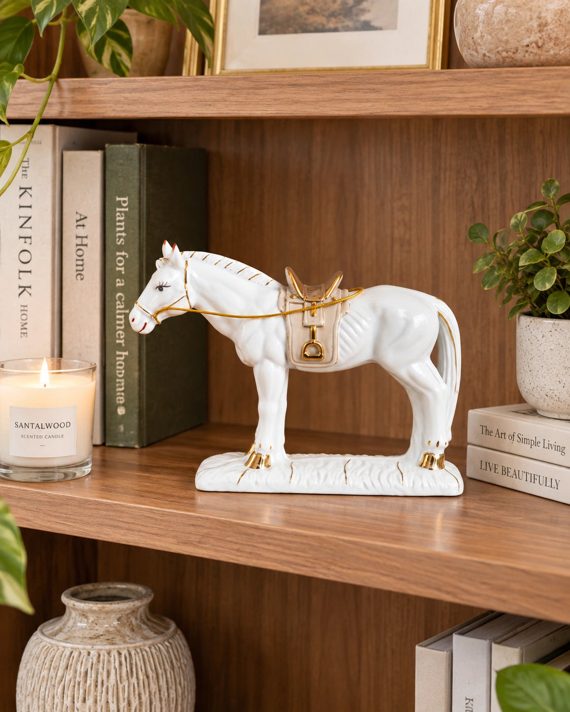 Royal Saddle Decorative Horse Figurine - Brown