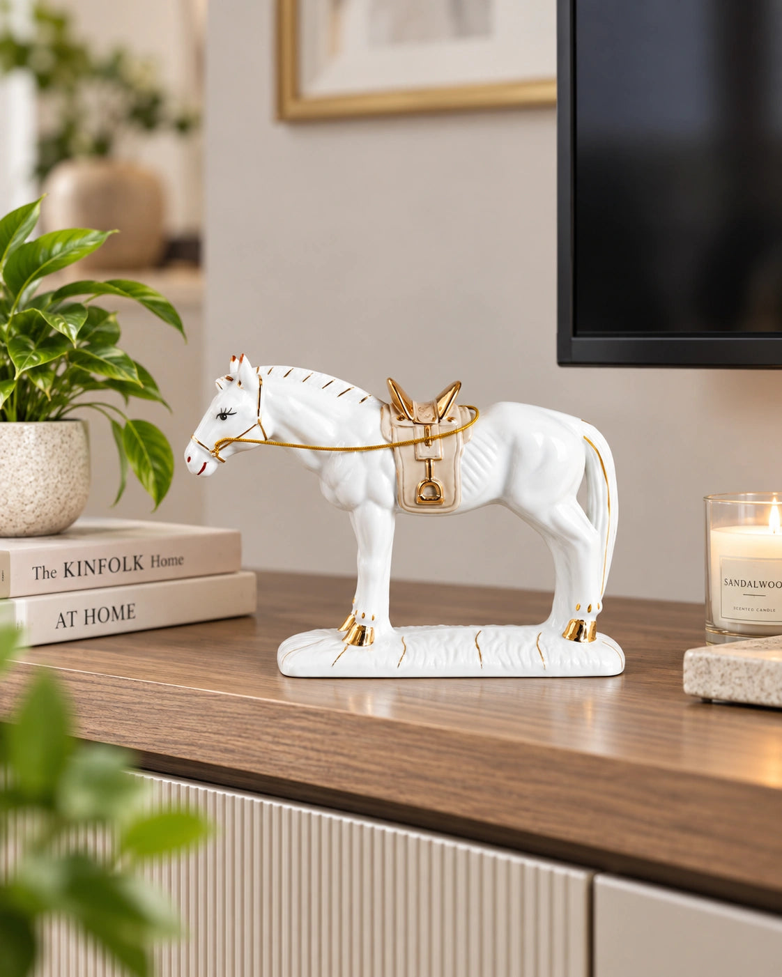 Royal Saddle Decorative Horse Figurine - Brown