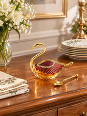 Swan-Shaped Honey Pot With Spoon '200 ML' - Purple