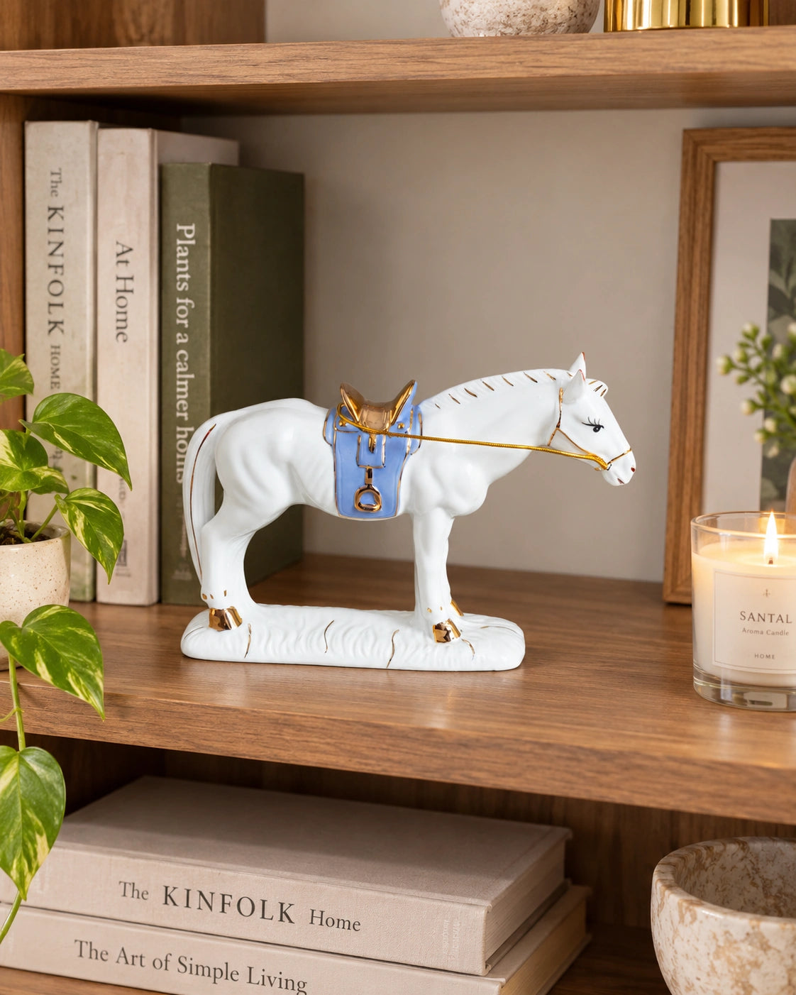 Royal Saddle Decorative Horse Figurine - Blue