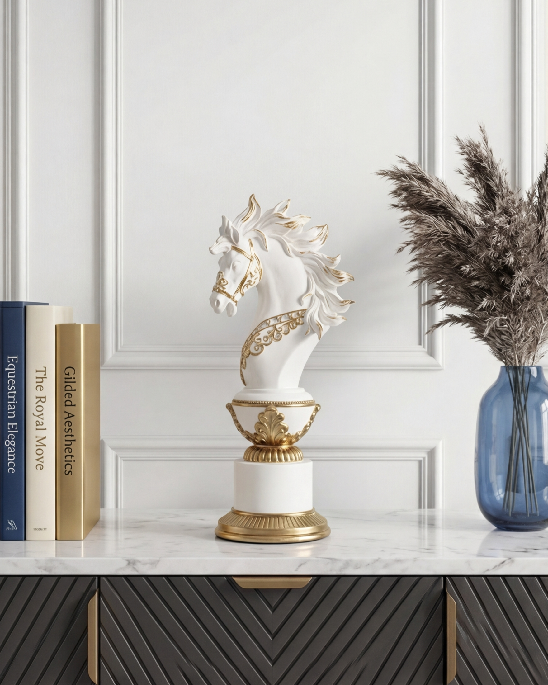 Royal Stallion Chess Kinght Decorative Figurine - White