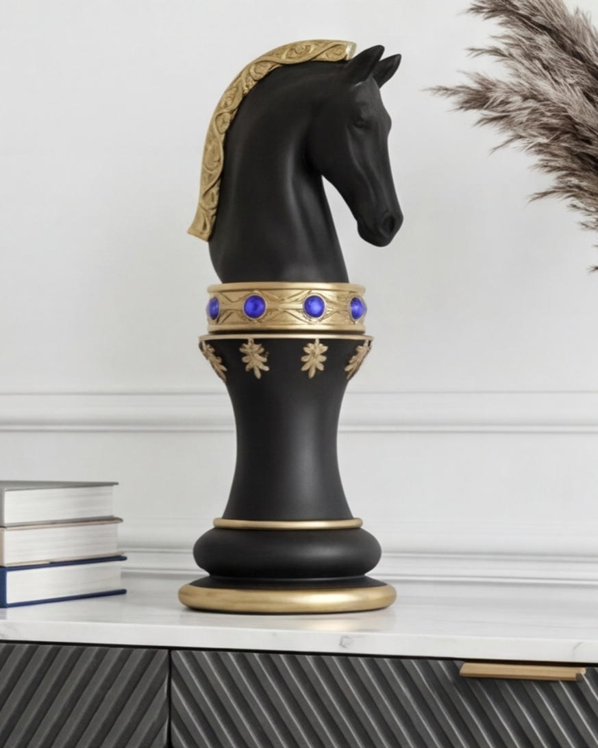 Royal Stallion Chess Kinght Decorative Figurine - Black 