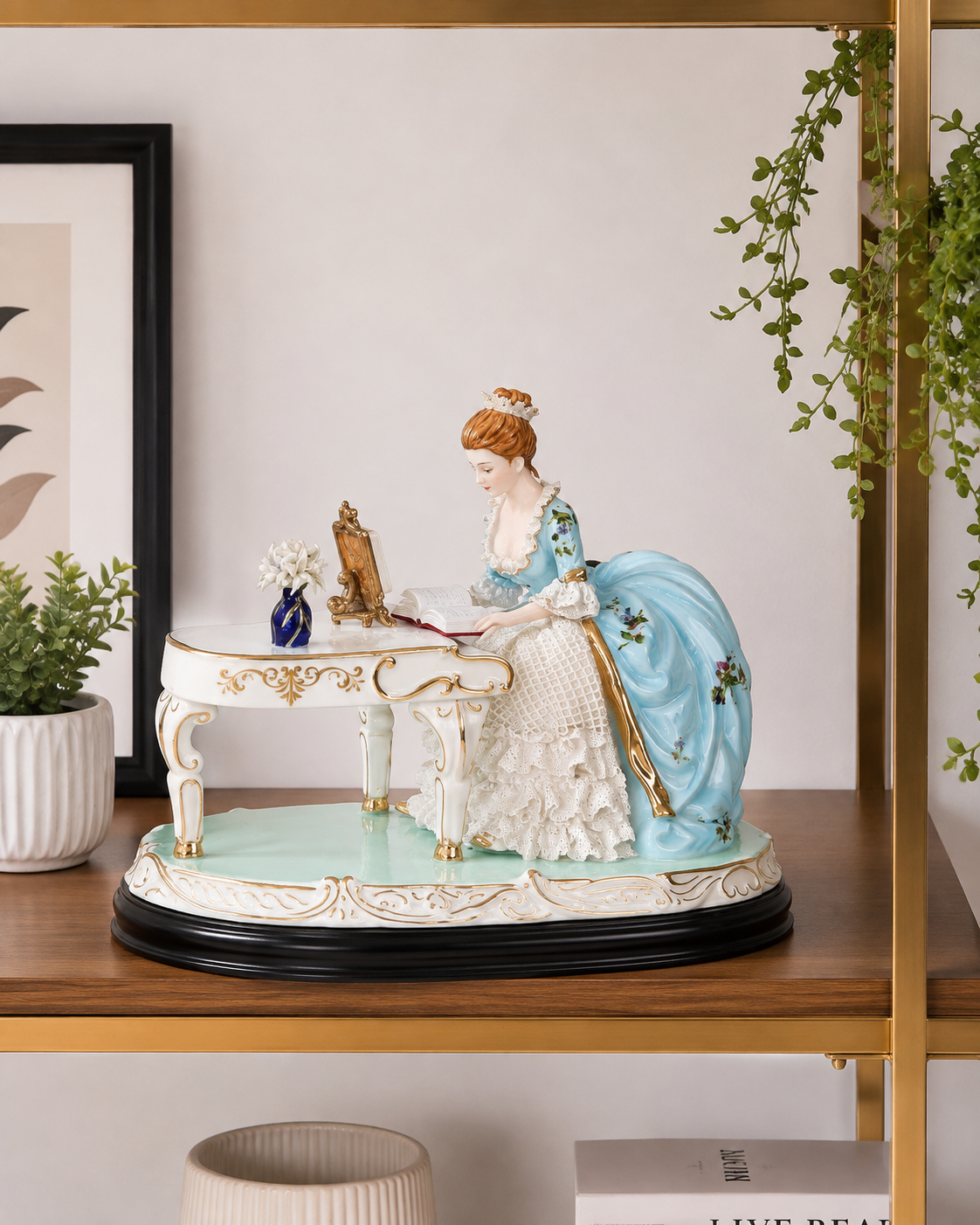 'Blue Gown Reading' Fine Porcelain Figurine 