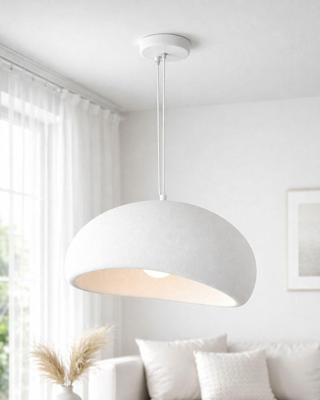 Modern Organic Asymmetrical Dome Pendant Light (White) 
