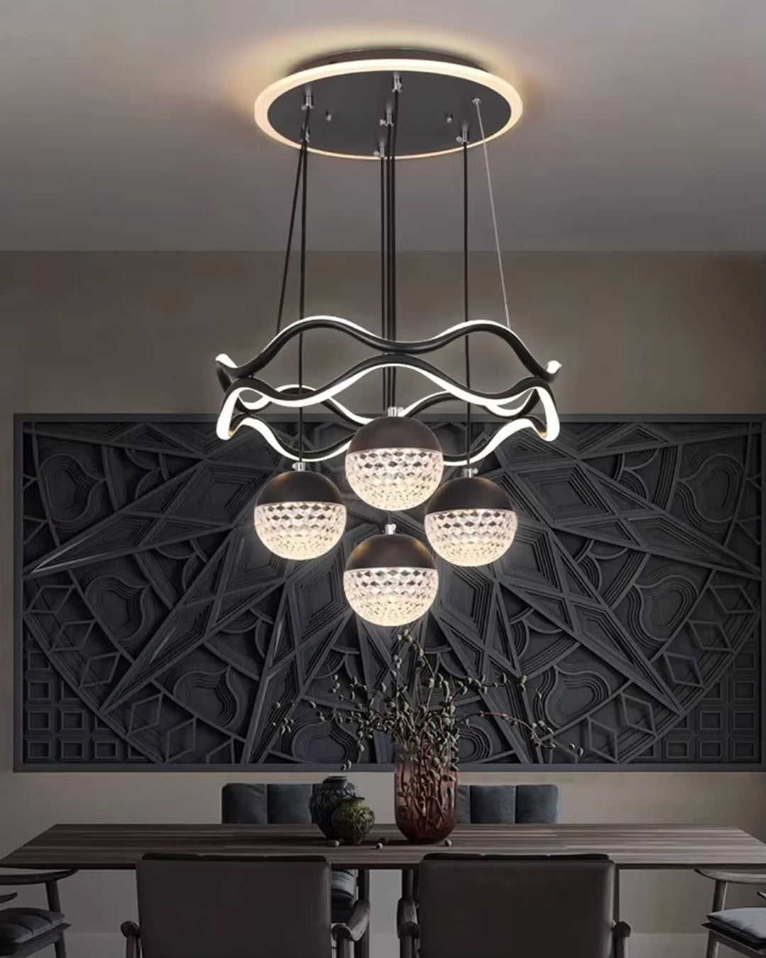 Floating Glass Globes Waveform Chandelier 