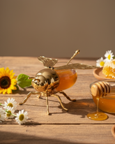 HoneyBee Honey Pot With Spoon '200 ML' - Gold 