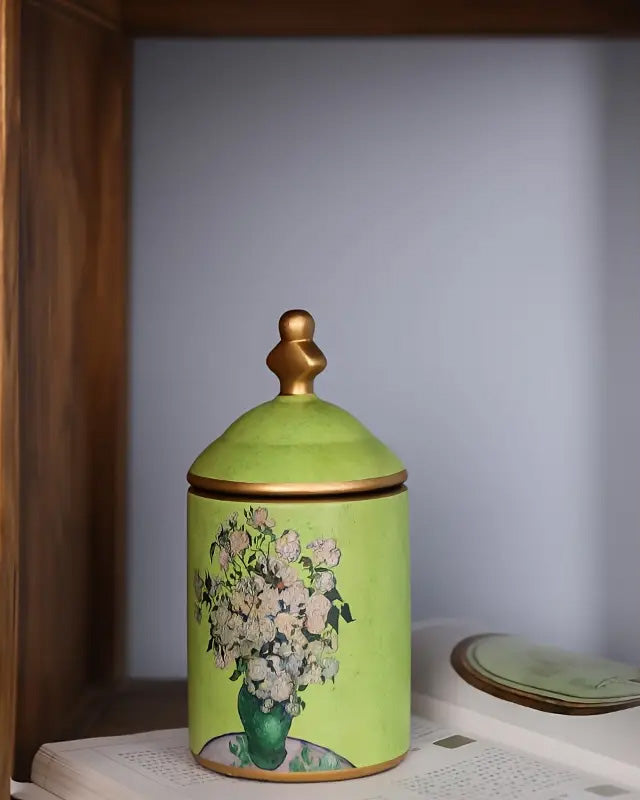 'Pink Roses' Vincent Van Gogh Painting Decorative Jar 