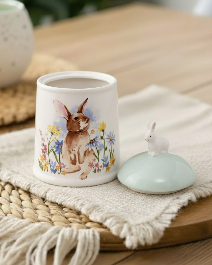 Spring Bunny Floral Storage Jar 
