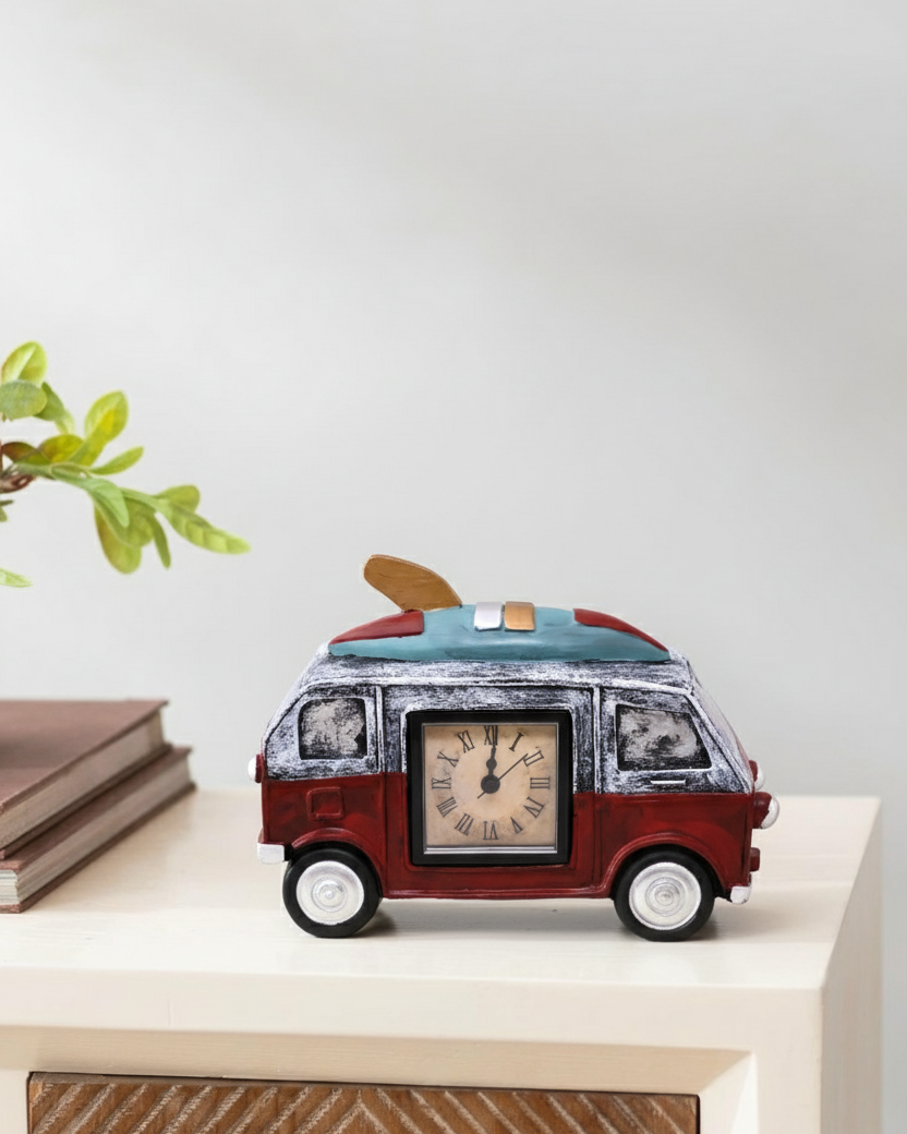 Classic Camper Tabletop Clock - Red 