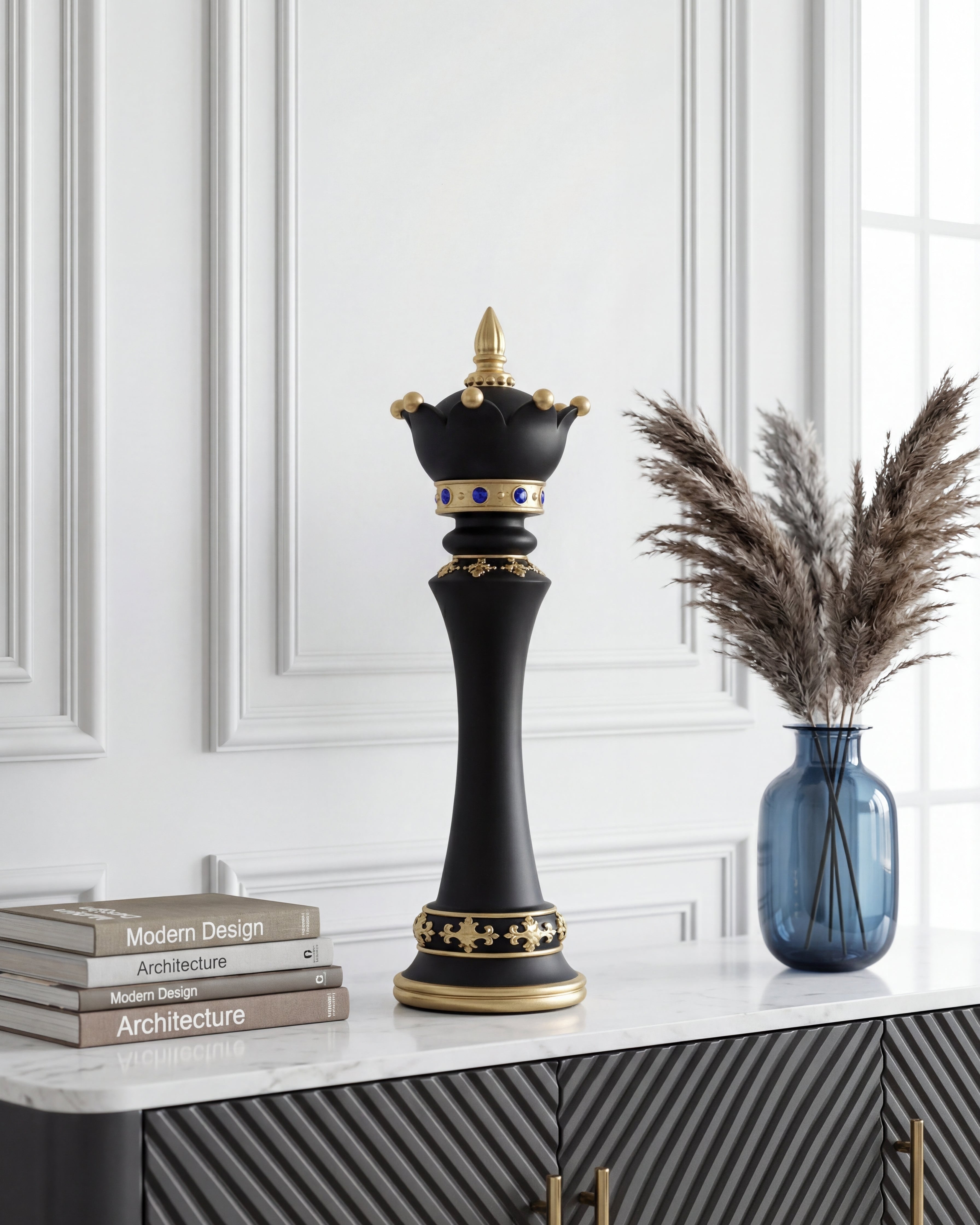 Imperial Crown Decorative Chess Queen - Black