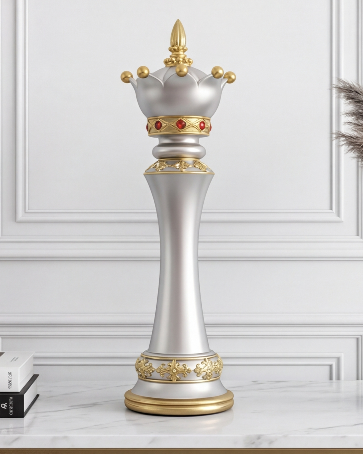 Imperial Crown Decorative Chess Queen - Grey 