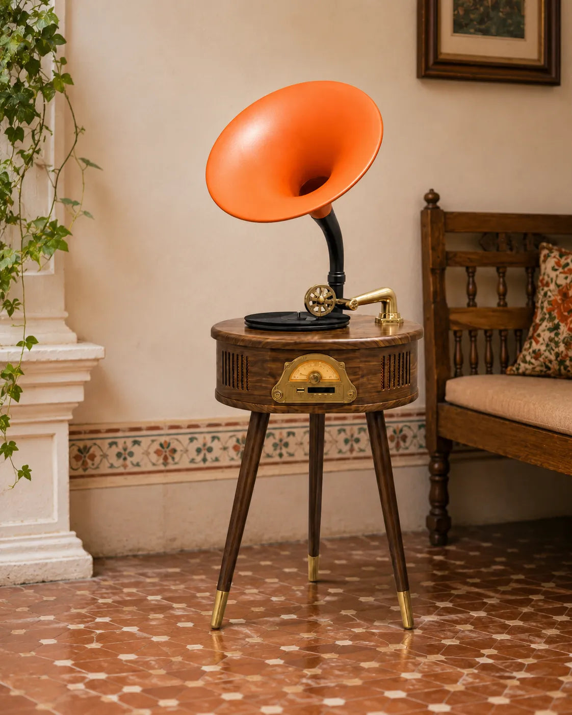 Vintage Gramophone Horn Music Player