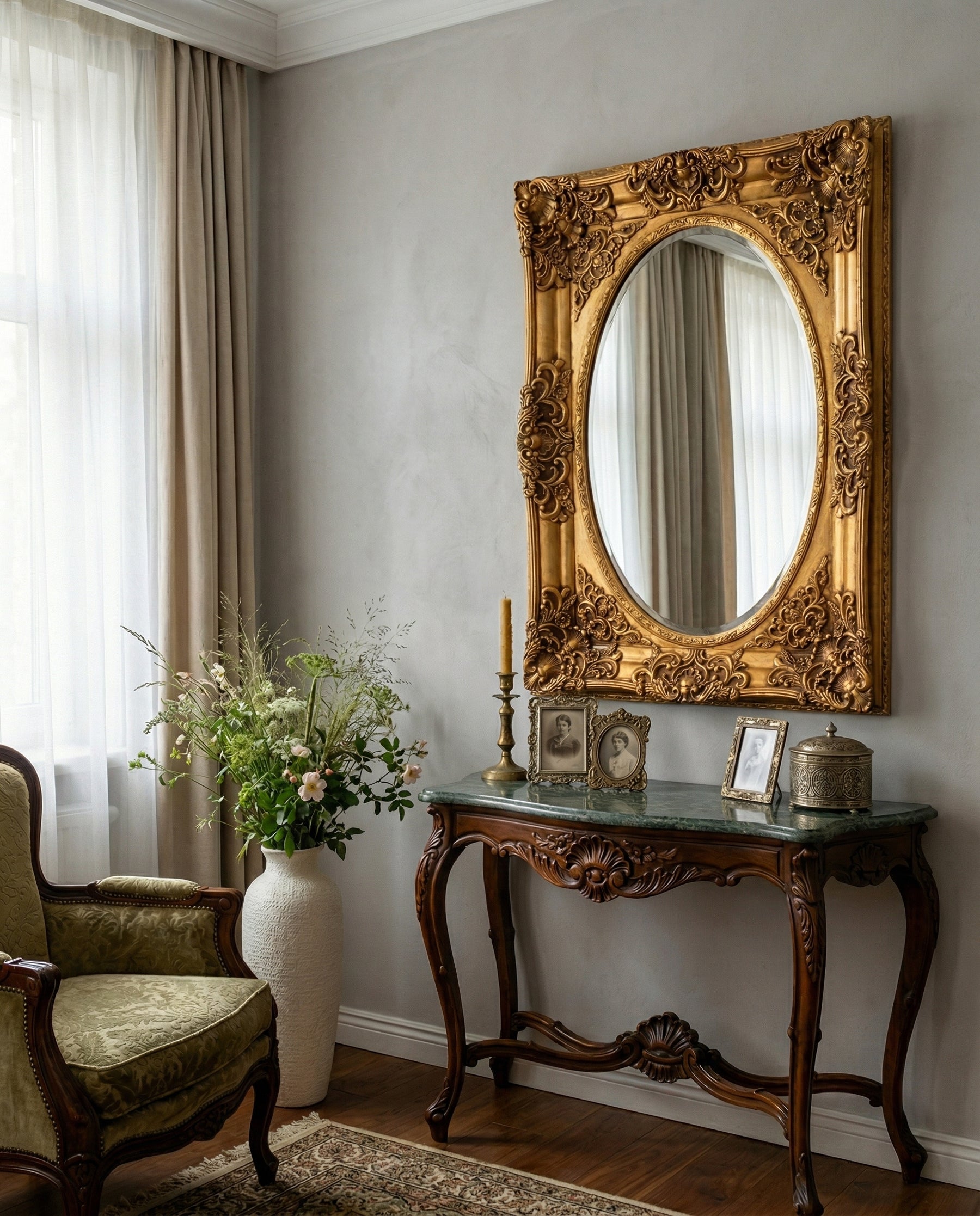 Victorian Regal Ornate Wall Mirror 