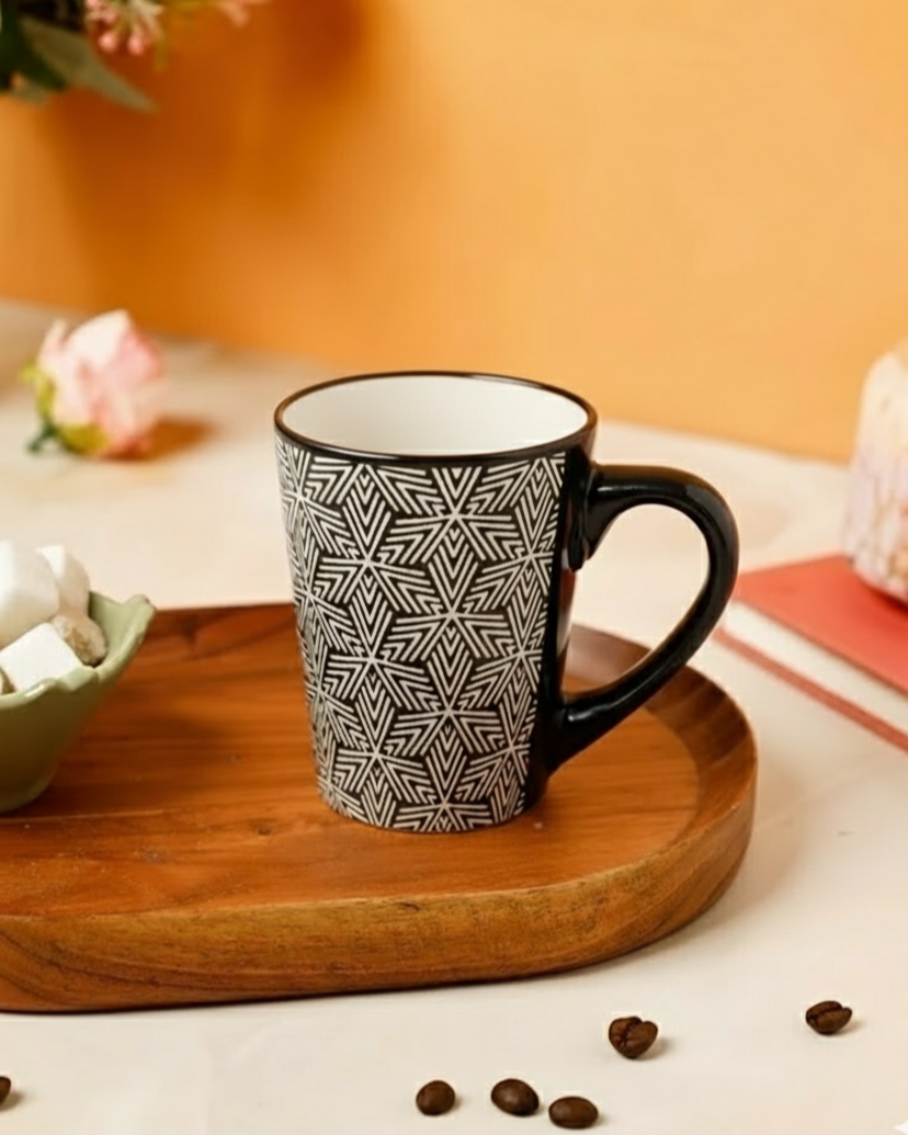 Hexa Pattern Ceramic Coffee Mug - Set Of 4 