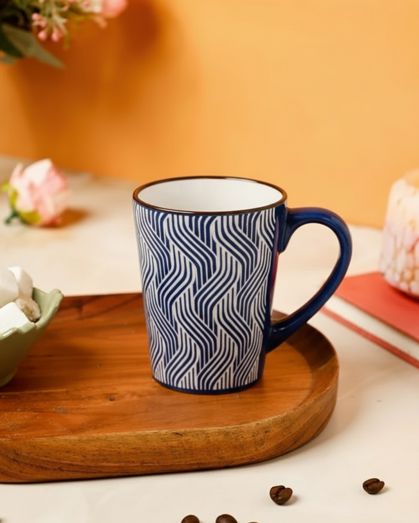Serene Wave Ceramic Coffee Mug - Set Of 4 