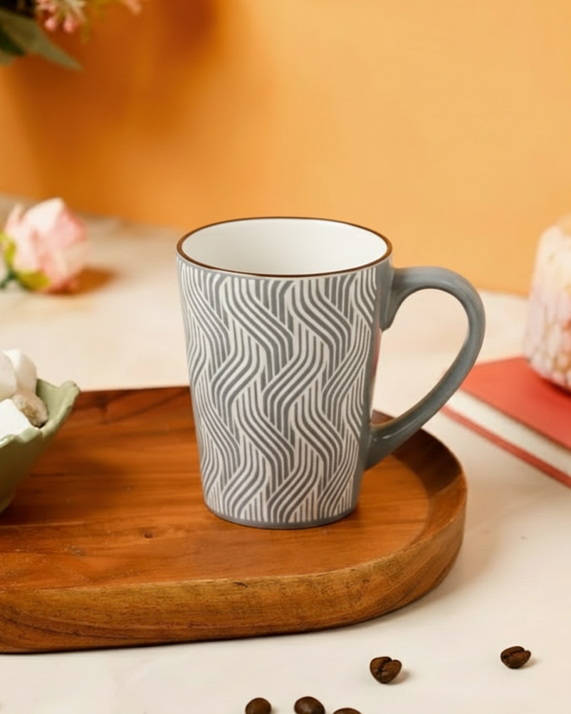 Serene Wave Ceramic Coffee Mug - Set Of 4 