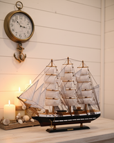Handcrafted Vintage Wooden Sailboat Model 