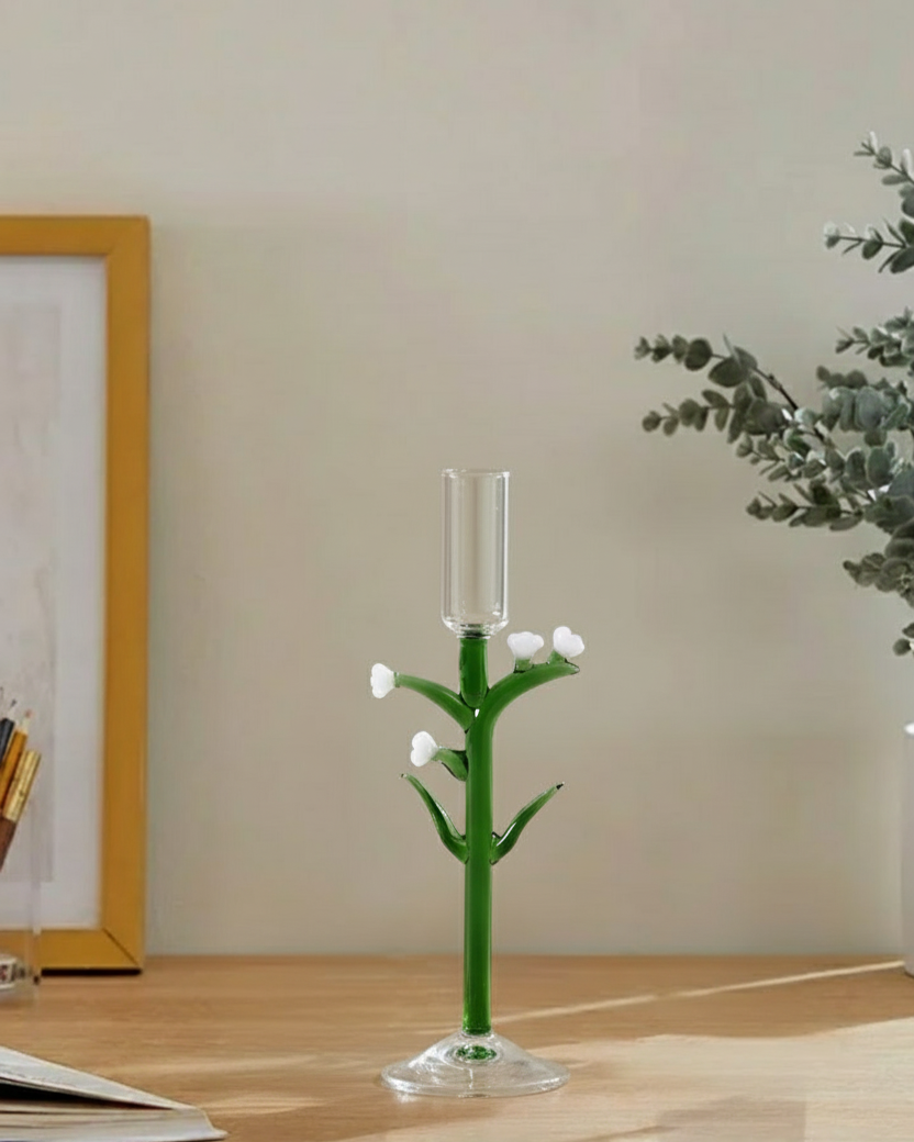 Botanical Stem Glass Candle Stand - Large 