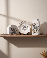 Blossom Grace Vase & Decorative Plate - Set Of 3 
