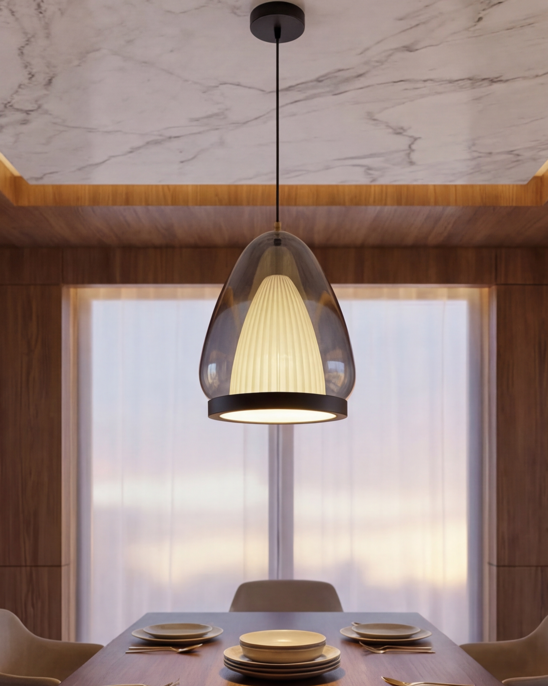 Modern Prism Drop Pendant Light - Smoke 