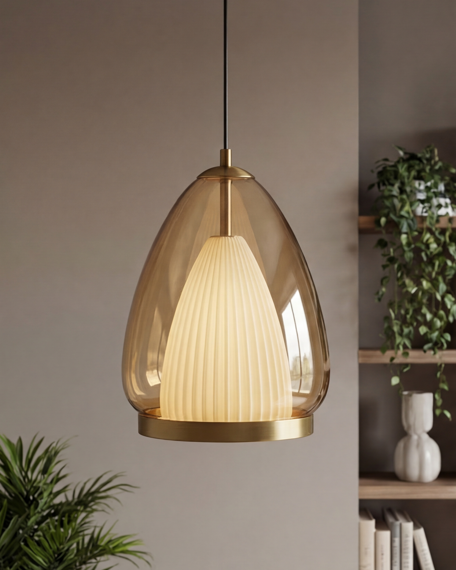 Modern Prism Drop Pendant Light - Amber 