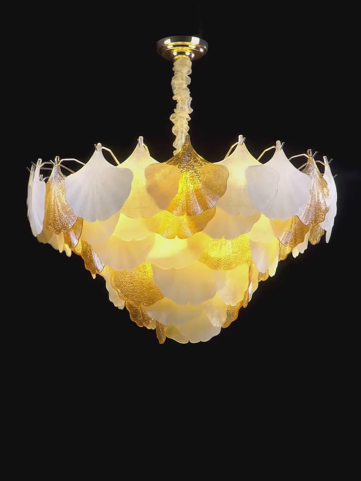 Load video: Ginkgo Leaf Crystal Chandelier - Large