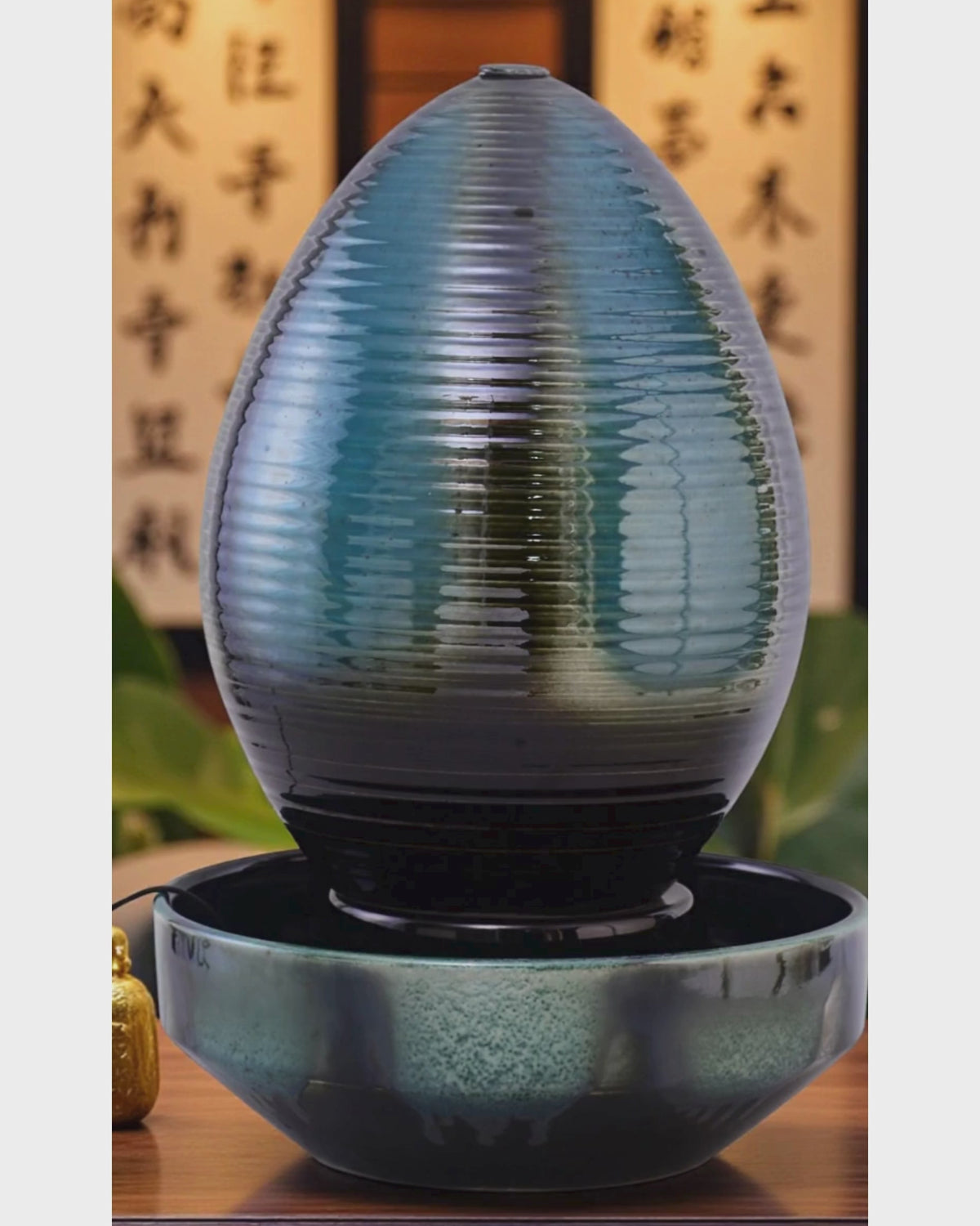 Load video: Aqua Harmony Egg Shape Ripple Fountain
