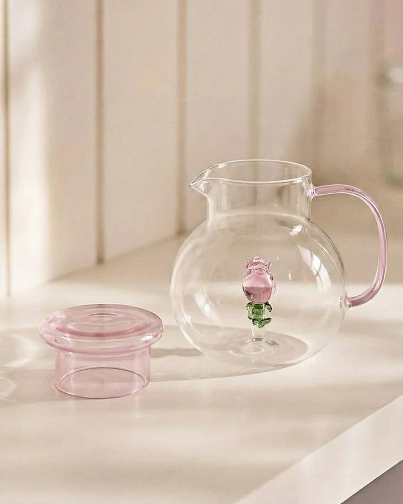 Rose Bloom Glass Teapot 