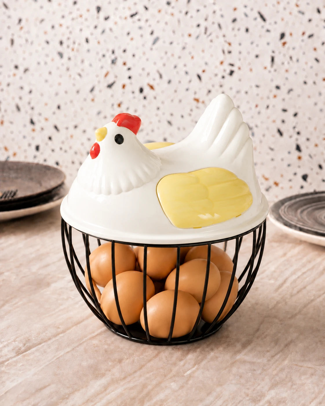 Rooster Egg Basket - Yellow Wings