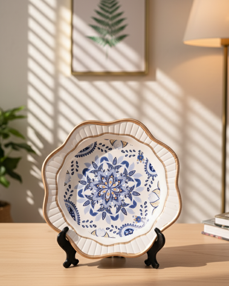 Indigo Royale Vase & Decorative Plate - Set Of 3 