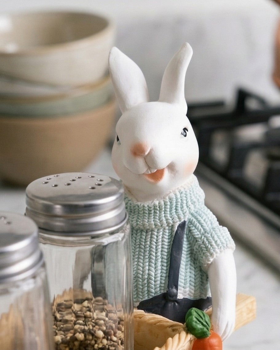 Bunny’s Garden Salt & Pepper Shaker Set - Blue 