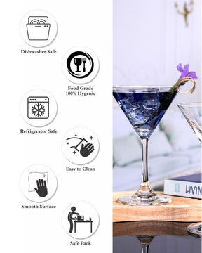  Vine Martini wine Glasses - Set of 6 - The Decor Kart 