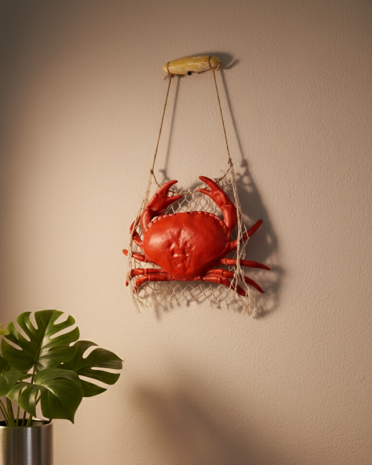 Crab With Net Wall Decoration - Large 