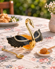 Swan-Shaped Honey Pot With Spoon '200 ML' - Black