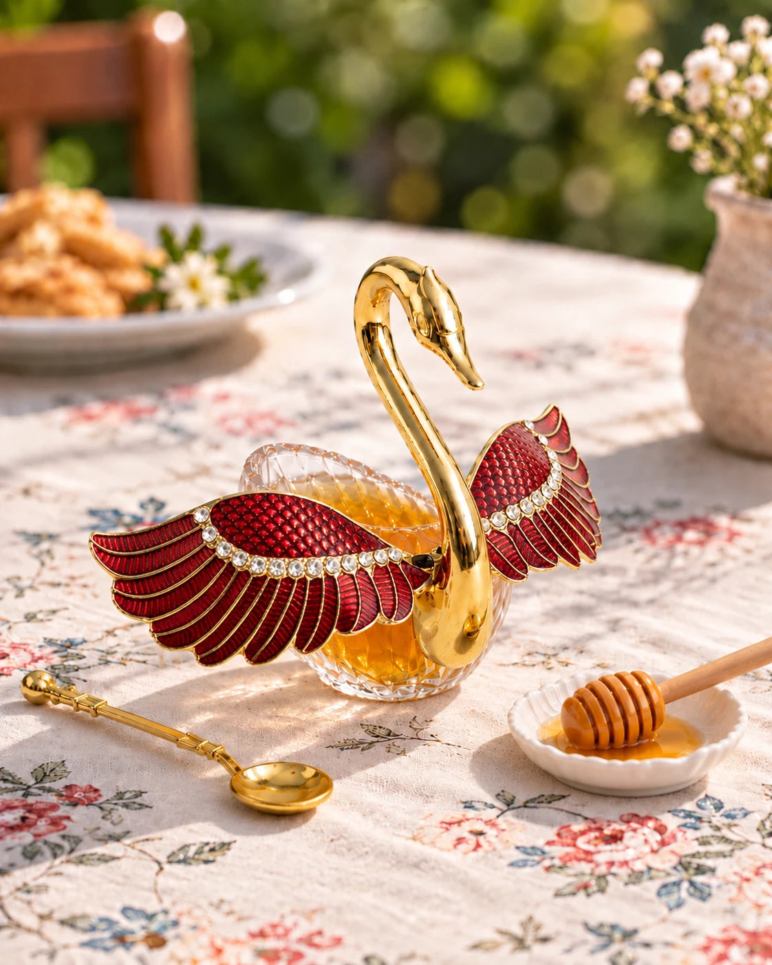 Swan-Shaped Honey Pot With Spoon '200 ML' - Purple
