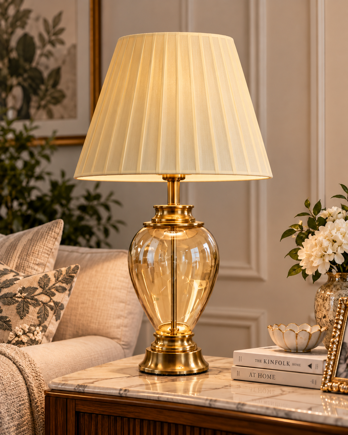 Amber Textured Glass Table Lamp
