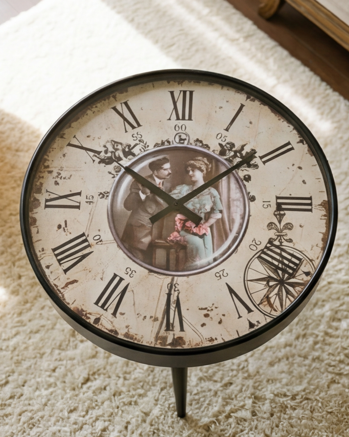 Vintage Portrait Clock Top Center Table 