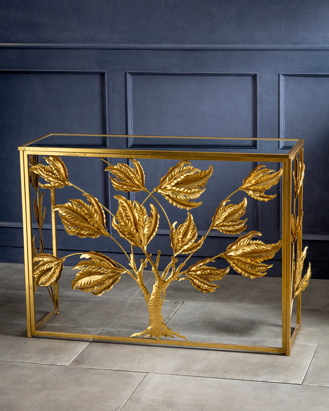 Regal Golden Tree Console Table