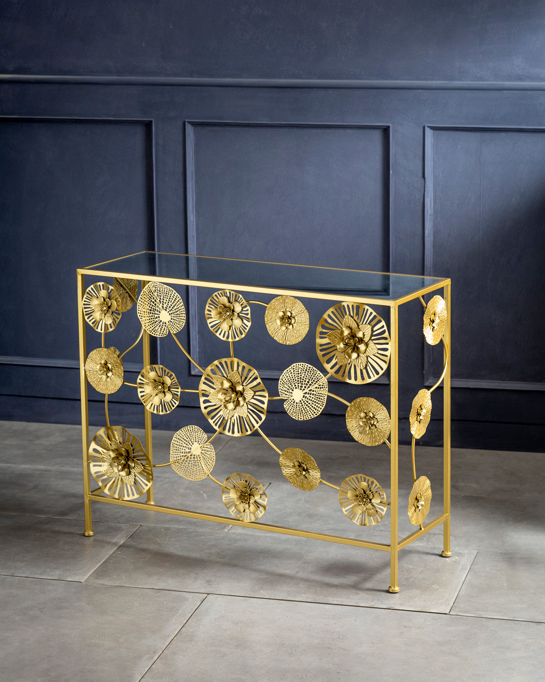 Golden Bloom Console Table - Medium