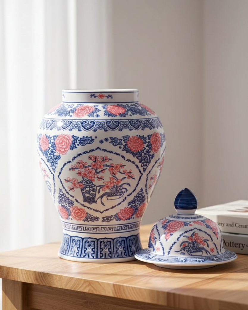 Imperial Blossom Fine Porcelain Temple Jar - 39 cm 
