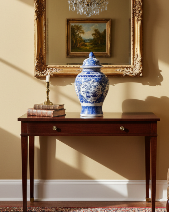 Ming Blossom Blue & White Temple Jar - Small 50 cm 