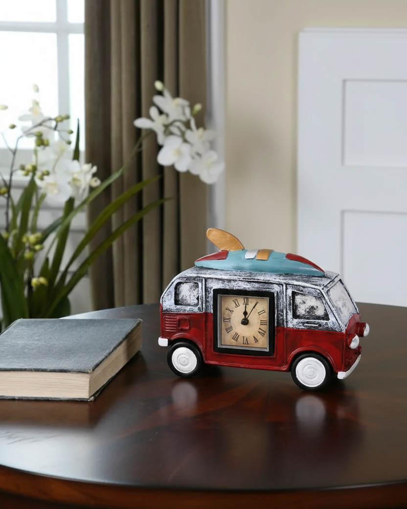Classic Camper Tabletop Clock - Red