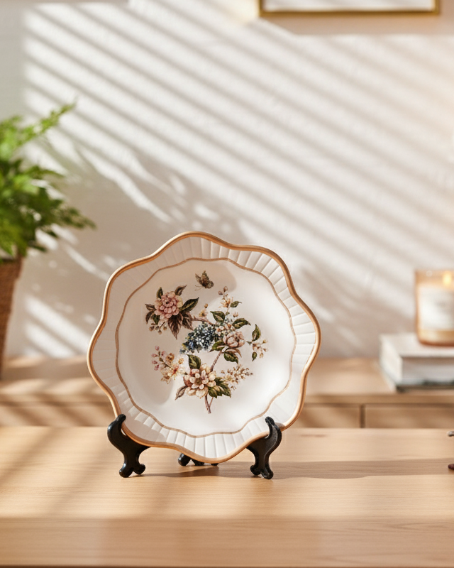 Blossom Grace Vase & Decorative Plate - Set Of 3 