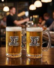 Happy 21st Birthday Beer Mug - Set Of 2