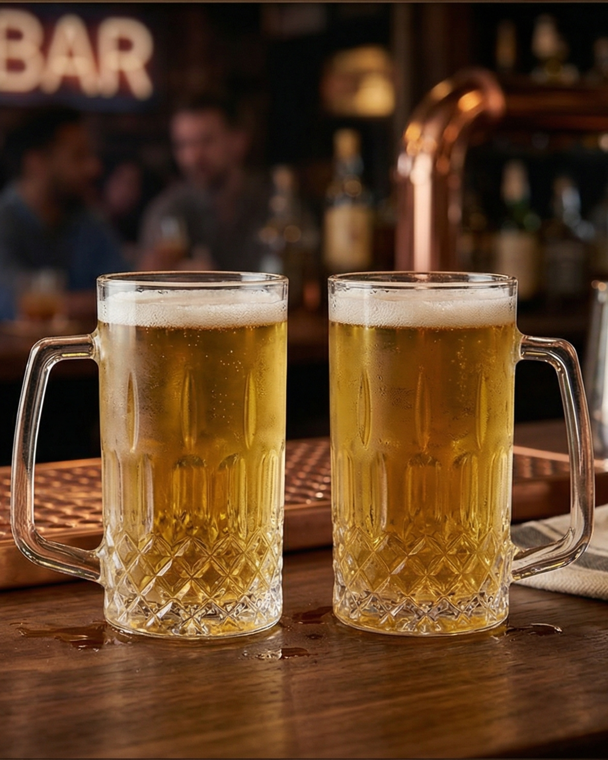Sleek Cylindro Beer Mugs - Set of 2 