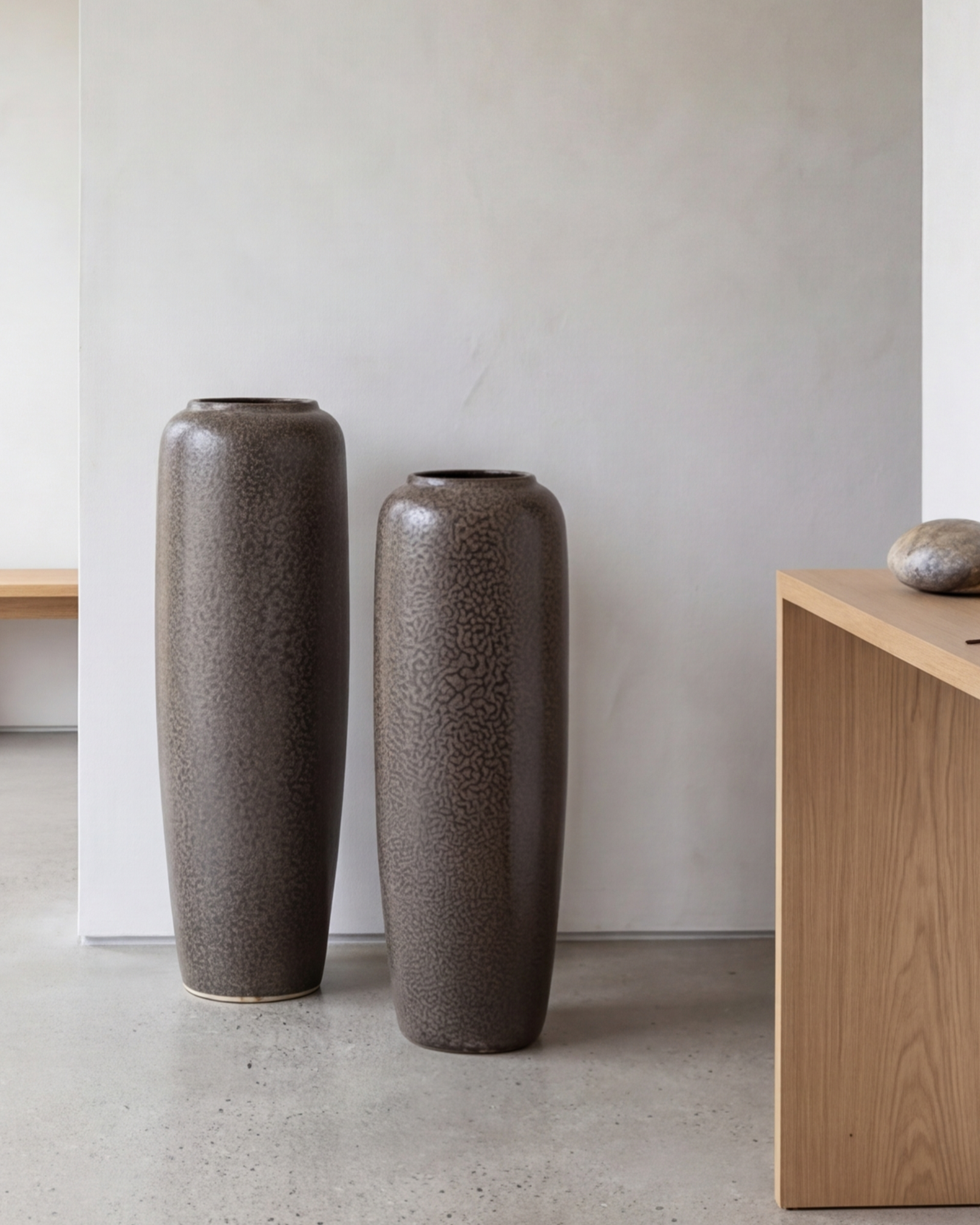 Charcoal Matte Textured Floor Vase - Large 