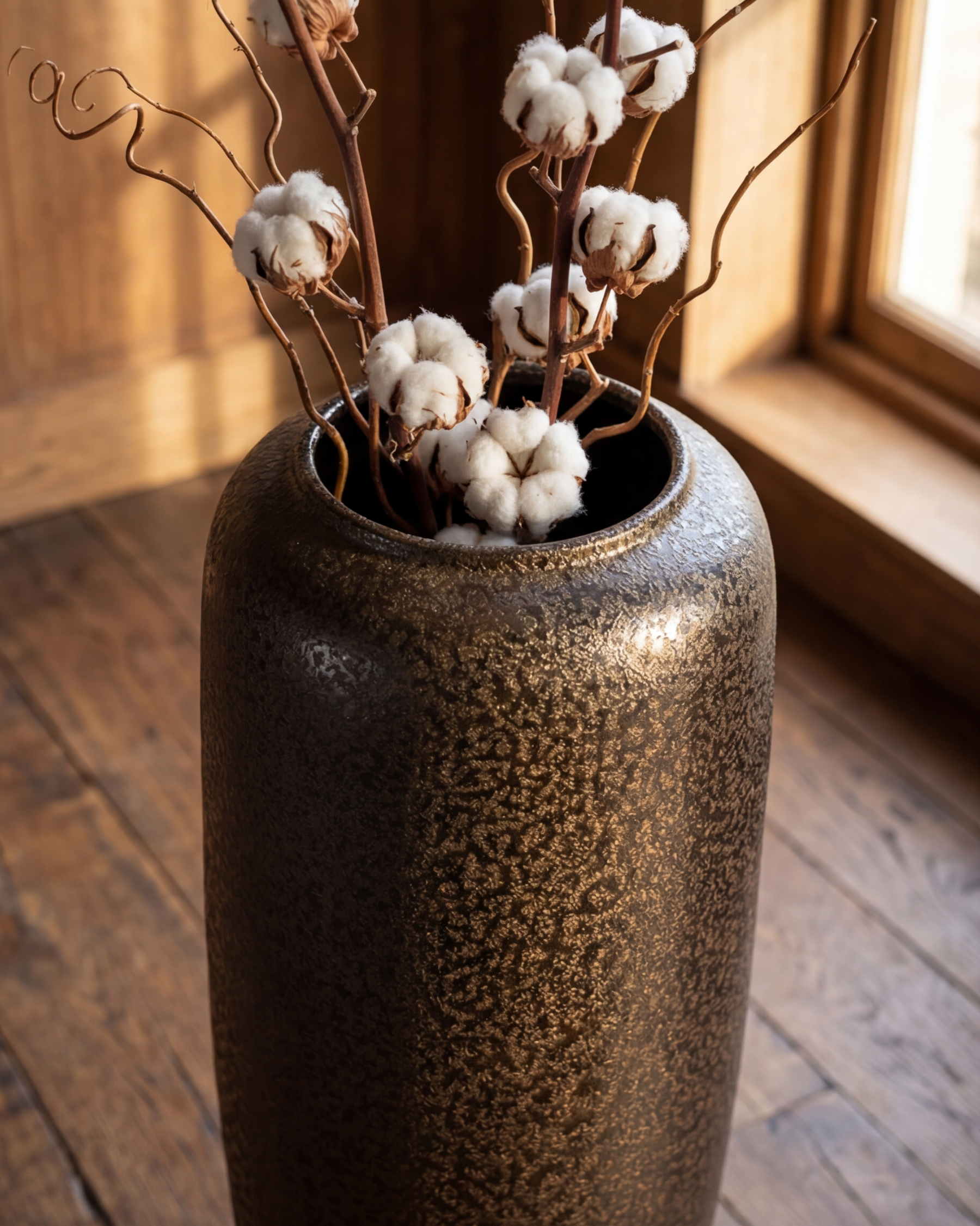 Charcoal Matte Textured Floor Vase - Large 