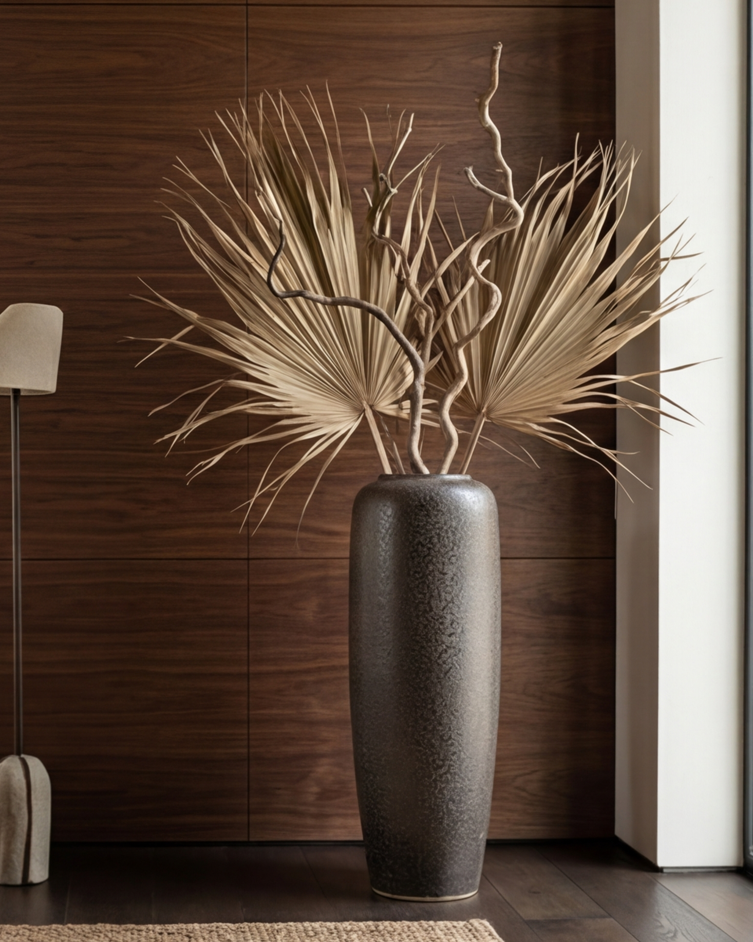 Charcoal Matte Textured Floor Vase - Large 