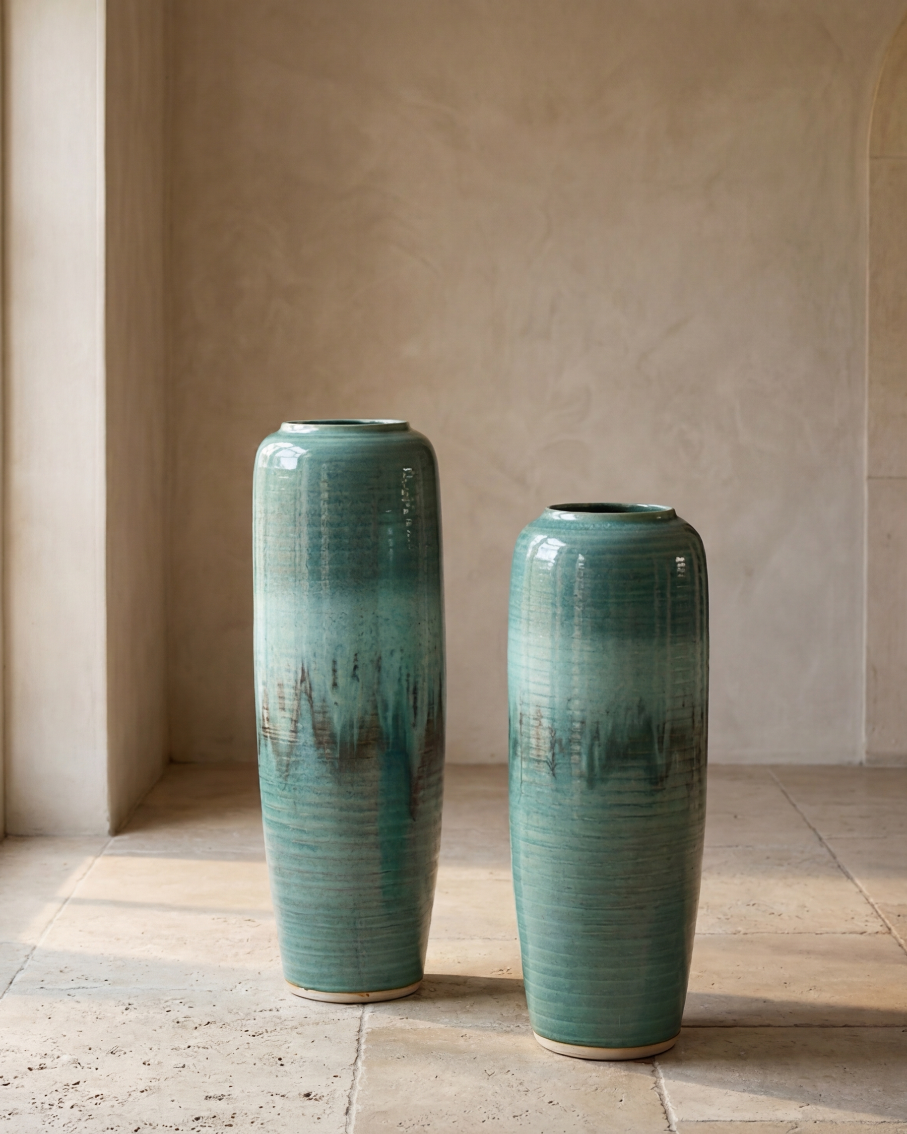 Deep Emerald Textured Floor Vase - Small 
