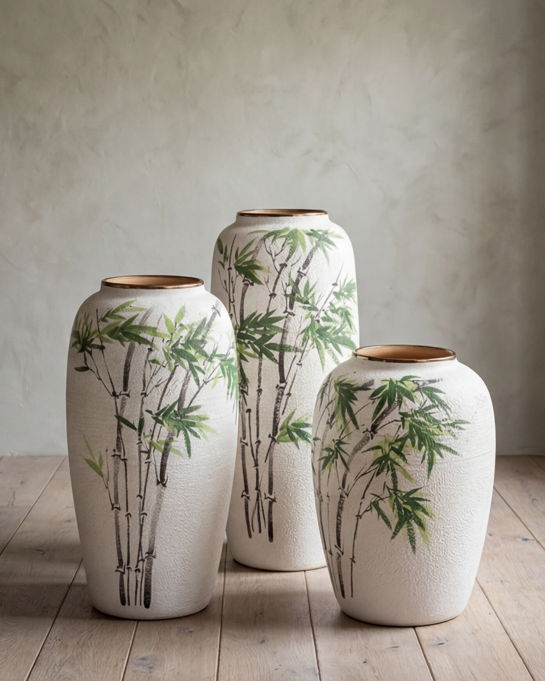 Hand Painted Bamboo Art Floor Vase - Small 